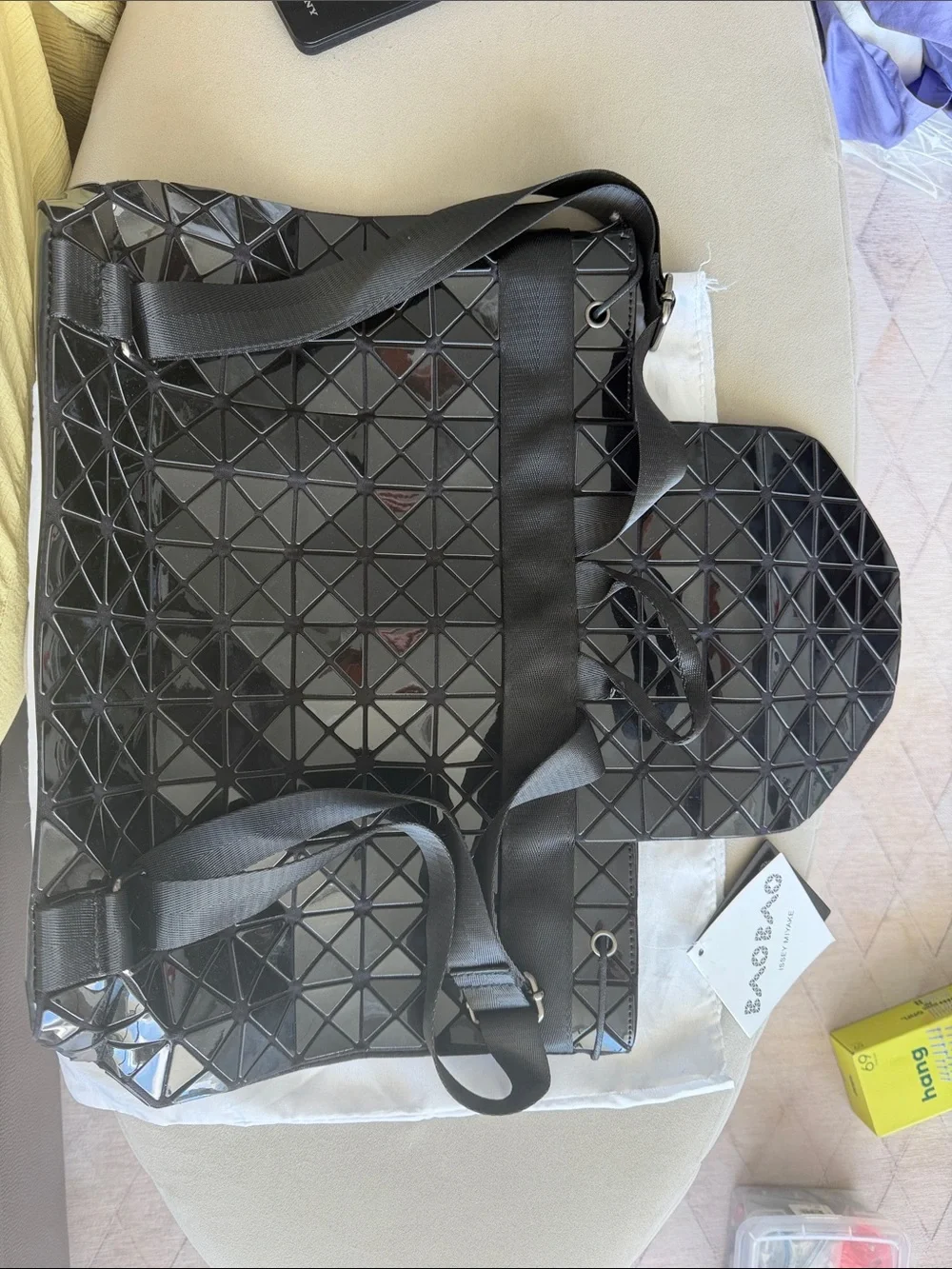 Black Geometric Triangle Messenger Bag